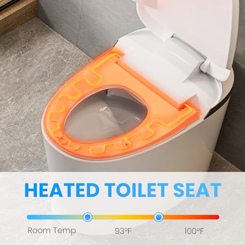 AKNIRL Upgraded Smart Toilet with Booster Pump, Powerful Flush, Heated Toilet Seat Elongated, Tankless One Piece Modern Toilet, No Bidet, Auto Flush, Dual Flush, Blackout Flush, White, Y001P