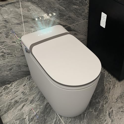 Tankless Smart Toilet with Bidet Built-In,One Piece Elongated Intelligent Toilet with Auto Open & Close Lid and Seat,Warm Water and Dry,Heated Seat,Foot Sensor and Night Light, Auto Flush