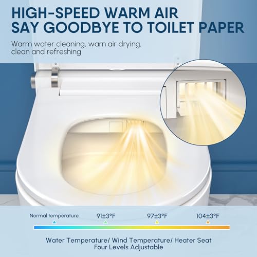 ARRISEA Smart Bidet Toilet with Auto-open/close Lid, Auto Flush Smart Toilet with Warm Water Washing, Heated Bidet Seat, Adjustable Dryer, Toilet with Bidet and LED Display