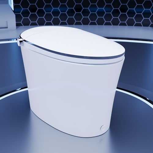 DeerValley Smart Toilet, DV-1S0019-V3 One Piece Smart Toilet with Bidet Built in, Elongated Toilet with Quiet-Closed Heated Seat Sensor, Auto Close/Open, Auto Flush, Warm Wash, Night Light