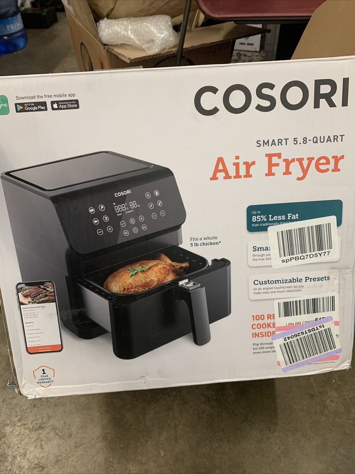 COSORI Air Fryer Pro Smart 5.8QT that Roast, Bake, 3-Way Control, 12-IN-1 Customizable Functions, Online Recipes, Detachable Basket, Works with Alexa & Google Assistant