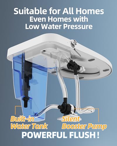 Luoware Smart Bidet Toilet, One Piece Elongated Toilet with Built-in Bidet Seat, Auto Flush, Foot Sensor, Pump-Assisted Flush, Heated Seat, Warm Water & Dryer, LED Display, Night Light, Remote Control
