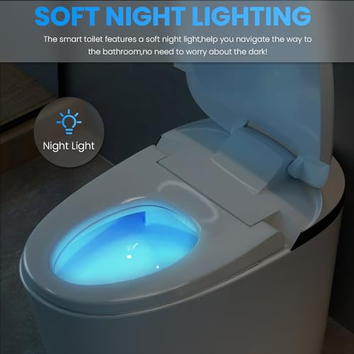 AKNIRL Upgraded Smart Toilet with Booster Pump, Powerful Flush, Heated Toilet Seat Elongated, Tankless One Piece Modern Toilet, No Bidet, Auto Flush, Dual Flush, Blackout Flush, White, Y001P