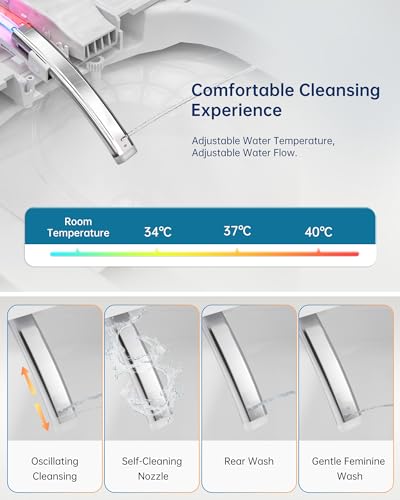Tankless Smart Toilet with Bidet Built-In,One Piece Elongated Intelligent Toilet with Auto Open & Close Lid and Seat,Warm Water and Dry,Heated Seat,Foot Sensor and Night Light, Auto Flush