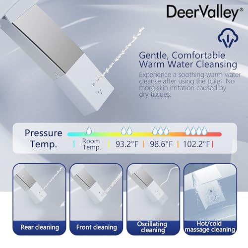 DeerValley Smart Toilet, DV-1S0019-V3 One Piece Smart Toilet with Bidet Built in, Elongated Toilet with Quiet-Closed Heated Seat Sensor, Auto Close/Open, Auto Flush, Warm Wash, Night Light