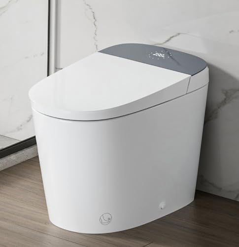 CASTA DIVA CD-U010 Smart Toilet with Bidet Built in, Auto Open & Close, Elongated Heated seat,Foot Sensor Flush,Built in Tank with Powerful Flush,LED Display, Warm Water Wash, Dryer,Night Light