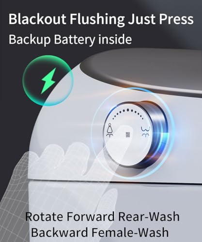 EPLO Smart Toilet Auto Open/Close,Built in Tank Bidet Toilet,Heated Seat,Foot Kick Flush,Blackout can Flush,1.06GPF,One piece Toilets for bathrooms,Night Light/LED Display/Modern Smooth Grey Lid