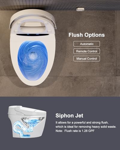 Homary Modern Smart Toilet Bidet, One-Piece 1.27 GPF Toilet Intelligent Elongated Toilet Auto Flush, Foot Sensor Operation, Heated Seat, Warm Water and Dry, Air Dryer, Digital Display