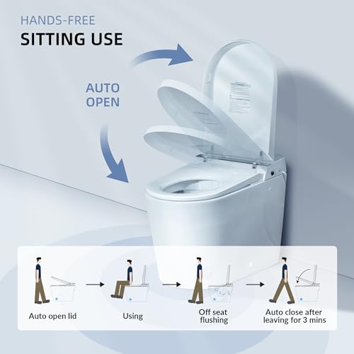 WOODBRIDGE Smart Bidet Toilet,Auto Open & Close,Foot Sensor Operation,Auto Flush,Heated Seat,Tankless One Piece Elongated Toilet,T-0099