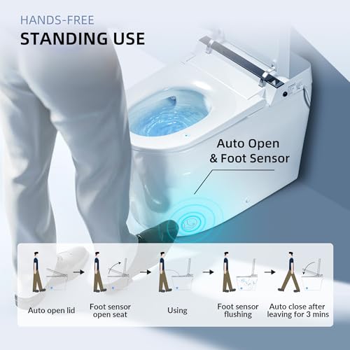 WOODBRIDGE Smart Bidet Toilet,Auto Open & Close,Foot Sensor Operation,Auto Flush,Heated Seat,Tankless One Piece Elongated Toilet,T-0099