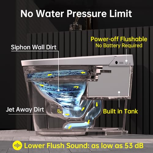 EPLO Smart Toiet with Tank and Bidet Built In,Auto Open Close,Blackout Flush,Auto Flush,Heated seat,Foot Sensor Operation,One Piece Elongated Modern Bidet Toilet Combo G20PRO