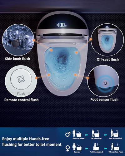 CANEST Smart Bidet Toilet, Smart Toilet with Bidet Built in, Pump-assisted Flush, Foot Sensor Operation, Warm Water, Heated Seat, Air Dryer, Digital Display (TC-100GE)