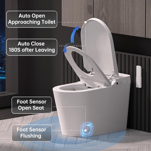 EPLO Smart Toiet with Tank and Bidet Built In,Auto Open Close,Blackout Flush,Auto Flush,Heated seat,Foot Sensor Operation,One Piece Elongated Modern Bidet Toilet Combo G20PRO