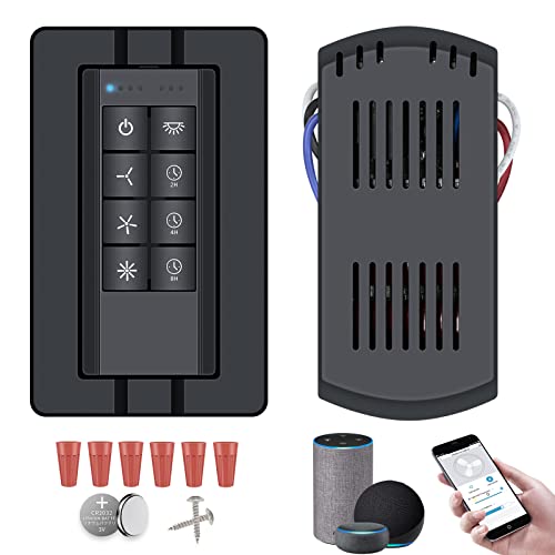 Universal Smart Ceiling Fan Remote Control and Dimmer Light Switch,Ceiling Fan Remote Replacement Compatible with Alexa,Google Assistant,Smart Life App,3 Speed,Timing,Dimming Remote Control