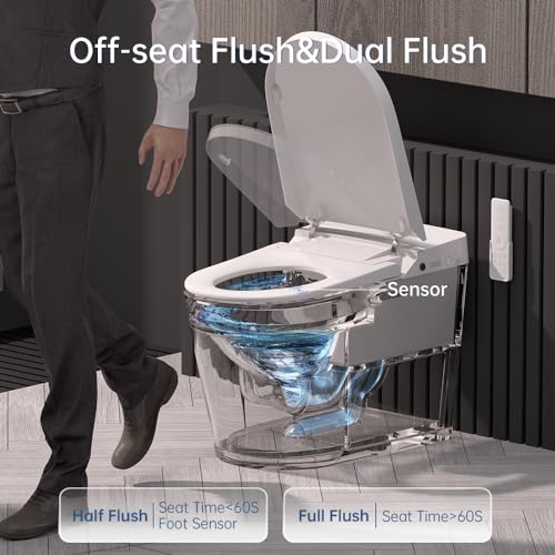 EPLO Smart Toiet with Tank and Bidet Built In,Auto Open Close,Blackout Flush,Auto Flush,Heated seat,Foot Sensor Operation,One Piece Elongated Modern Bidet Toilet Combo G20PRO