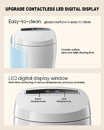Loupusuo Luxury Smart Toilet with Warm Water Sprayer and Dryer, Foot Sensor Operation, Heated Bidet Seat, Raised Tankless Toilet with LED Display