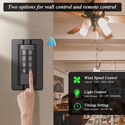 Universal Smart Ceiling Fan Remote Control and Dimmer Light Switch,Ceiling Fan Remote Replacement Compatible with Alexa,Google Assistant,Smart Life App,3 Speed,Timing,Dimming Remote Control