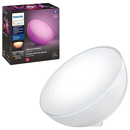 Philips Hue Go Smart Portable Dimmable Table Lamp, White - White and Color Ambiance LED Color-Changing Light - 1 Pack - Indoor and Outdoor Use - Control with Hue App or Voice Assistant