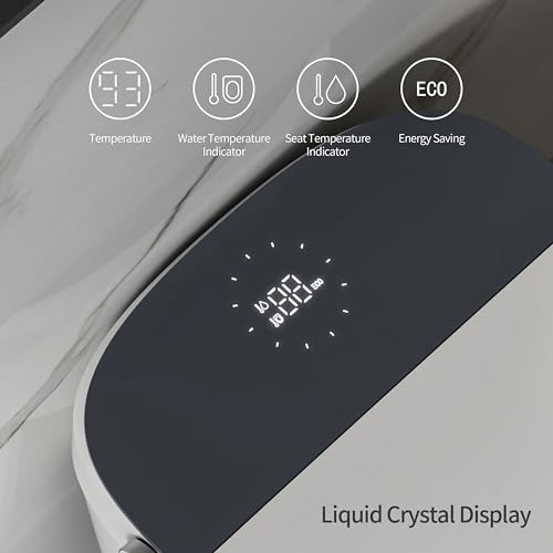CASTA DIVA CD-U010 Smart Toilet with Bidet Built in, Auto Open & Close, Elongated Heated seat,Foot Sensor Flush,Built in Tank with Powerful Flush,LED Display, Warm Water Wash, Dryer,Night Light