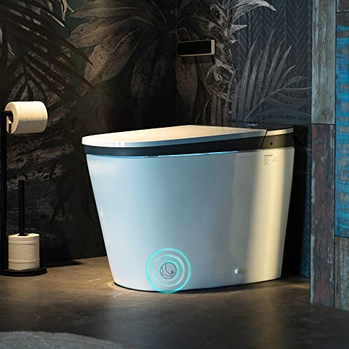 WOODBRIDGE Smart Bidet Toilet,1.28 GPF Dual Flush, Auto Open & Close, Auto Flush, Foot Sensor, 1000 Gram MaP Flushing Score, Heated Seat, ADA Chair Height Design and Cleaning Foam Dispenser
