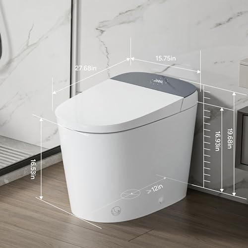 CASTA DIVA CD-U010 Smart Toilet with Bidet Built in, Auto Open & Close, Elongated Heated seat,Foot Sensor Flush,Built in Tank with Powerful Flush,LED Display, Warm Water Wash, Dryer,Night Light