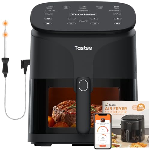 Tastee Air Fryer, 8-in-1 Compact 5.5QT AirFryers, 450°F Digital Airfryer Dehydrator with Dual-sensor Smart Probe, 24 Presets One-touch Cooking, In-app Recipes with Window, Dishwasher-safe & Non-stick