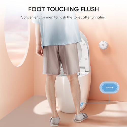 LEIVI Smart Toilet with Built-in Heated Seat, Tankless Toilet with Auto Flushing, Adjustable Seat Temp, Flush Remote Control, Elongated
