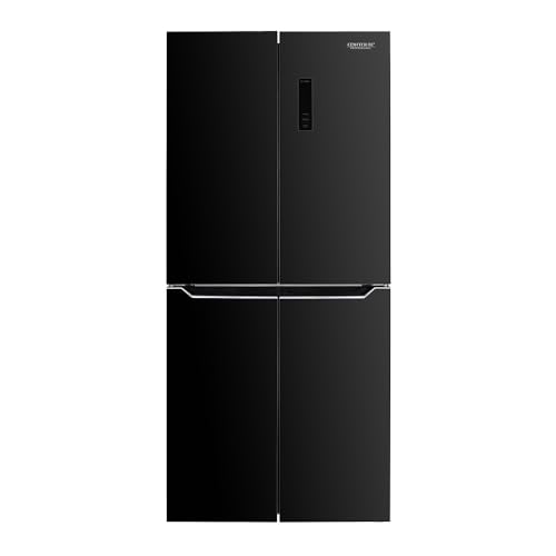 CONTOURE RV Deluxe Black Glass Refrigerator, 15.5 cu.ft. 4-Door | Ultra-Fast Cooling, SMART-Temp Control, LED Lighting |Secure Storage | R-1540GBK