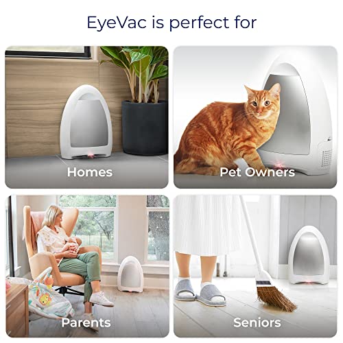 EyeVac Home Touchless Vacuum Automatic Dustpan - Great for Sweeping Pet Hair Food Dirt Kitchen - Ultra Fast & Powerful, Corded Canister Vacuum, Bagless, Automatic Sensors, 1000 Watt (White)