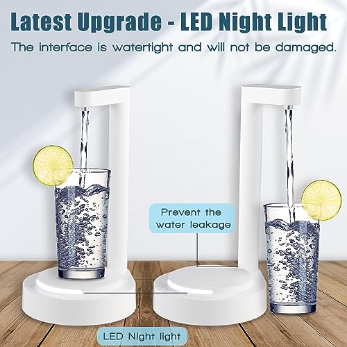 LED Bedside Water Dispenser,Desktop Water Bottle Dispenser,New upgrade LED Light and Touch buttons, Portable 5 Gallon Water Dispenser,with 7 Levels Pumping and Light,Suitable for Home, Office, (white)