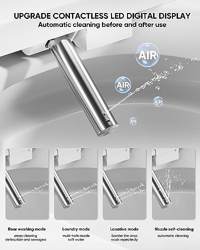 Loupusuo Luxury Smart Toilet with Warm Water Sprayer and Dryer, Foot Sensor Operation, Heated Bidet Seat, Raised Tankless Toilet with LED Display