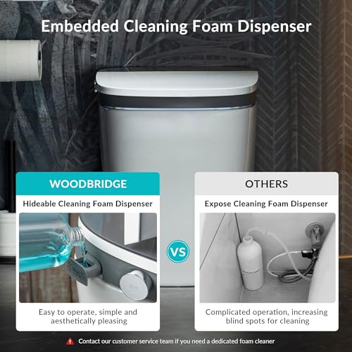 WOODBRIDGE Smart Bidet Toilet,1.28 GPF Dual Flush, Auto Open & Close, Auto Flush, Foot Sensor, 1000 Gram MaP Flushing Score, Heated Seat, ADA Chair Height Design and Cleaning Foam Dispenser