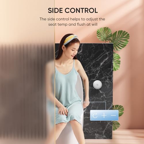 LEIVI Smart Toilet with Built-in Heated Seat, Tankless Toilet with Auto Flushing, Adjustable Seat Temp, Flush Remote Control, Elongated