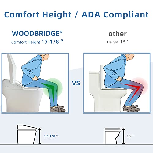 WOODBRIDGE B0960S Auto Flush, Auto Open & Auto Close, 1.28 GPF Single Flush Toilet with Intelligent Smart Bidet Seat and Wireless Remote Control, Chair Height