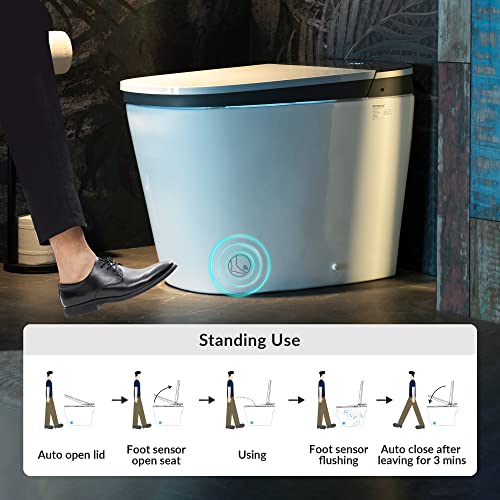 WOODBRIDGE Smart Bidet Toilet,1.28 GPF Dual Flush, Auto Open & Close, Auto Flush, Foot Sensor, 1000 Gram MaP Flushing Score, Heated Seat, ADA Chair Height Design and Cleaning Foam Dispenser
