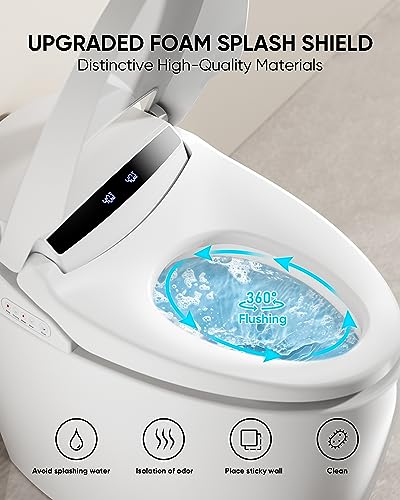 Loupusuo Luxury Smart Toilet with Warm Water Sprayer and Dryer, Foot Sensor Operation, Heated Bidet Seat, Raised Tankless Toilet with LED Display