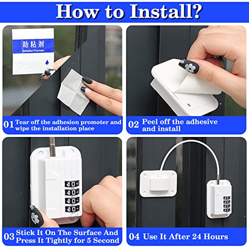 Refrigerator Fridge Freezer Door Lock with Password, Child Proof Door Lock for Kitchen Refrigerator, Cabinets and Drawers, Closets, Windows, Doors-No Tools Need or Drill (Patent)