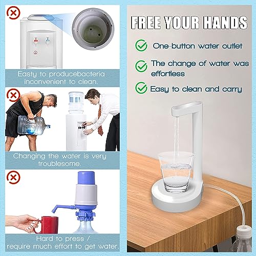 LED Bedside Water Dispenser,Desktop Water Bottle Dispenser,New upgrade LED Light and Touch buttons, Portable 5 Gallon Water Dispenser,with 7 Levels Pumping and Light,Suitable for Home, Office, (white)