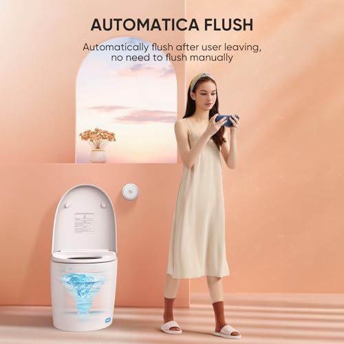 LEIVI Smart Toilet with Built-in Heated Seat, Tankless Toilet with Auto Flushing, Adjustable Seat Temp, Flush Remote Control, Elongated