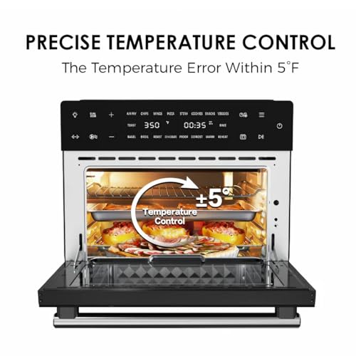 Kitchen in the box 32 QT Extra Large Toaster Oven Air Fryer Combo, 18-in-1 Convection Toaster Oven Countertop with Baking, Dehydrate and Rotisserie, 6 Accessories, 1800W