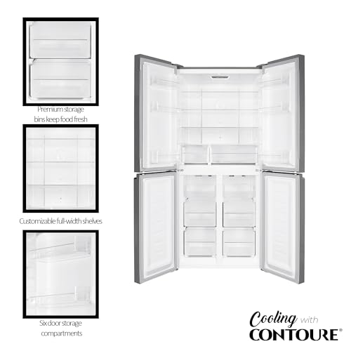 CONTOURE RV Deluxe Black Glass Refrigerator, 15.5 cu.ft. 4-Door | Ultra-Fast Cooling, SMART-Temp Control, LED Lighting |Secure Storage | R-1540GBK