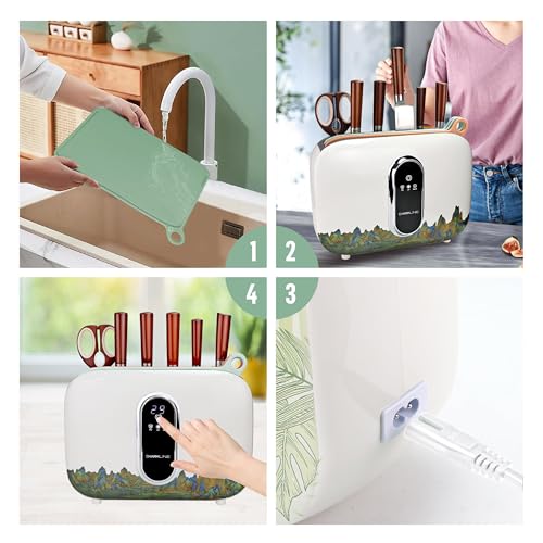 Charmline Smart Cutting Board Set, Chopping Board Self Cleaning Holder with Coded 3pcs Cutting Boards, 4 knives, Scissors and Knife Sharpeners, Smart Appliances gadgets for Kitchen