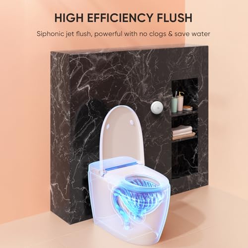 LEIVI Smart Toilet with Built-in Heated Seat, Tankless Toilet with Auto Flushing, Adjustable Seat Temp, Flush Remote Control, Elongated