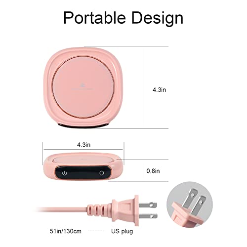 Bsigo Electric LED Display Smart Coffee Mug Warmer & Cute Cat Mug Set, Beverage Cup Warmer for Desk, Warmer Plate for Milk Tea with 3-Temperature Settings (Up to 140℉/60℃), 8 Hour Auto Shut Off, Pink