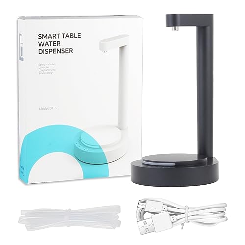 LED Bedside Water Dispenser,Desktop Water Bottle Dispenser,New upgrade LED Light and Touch buttons, Portable 5 Gallon Water Dispenser,with 7 Levels Pumping and Light,Suitable for Home, Office, (white)