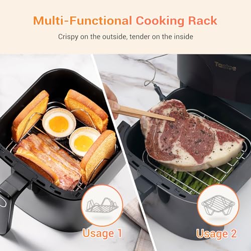 Tastee Air Fryer, 8-in-1 Compact 5.5QT AirFryers, 450°F Digital Airfryer Dehydrator with Dual-sensor Smart Probe, 24 Presets One-touch Cooking, In-app Recipes with Window, Dishwasher-safe & Non-stick
