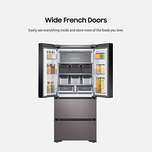 SAMSUNG 17.3 Cu Ft Smart Kimchi & Specialty 4-Door French Door Refrigerator w/ Freezer, Precise Cooling, Large Capacity, RQ48T9432T1/AA, Platinum Bronze