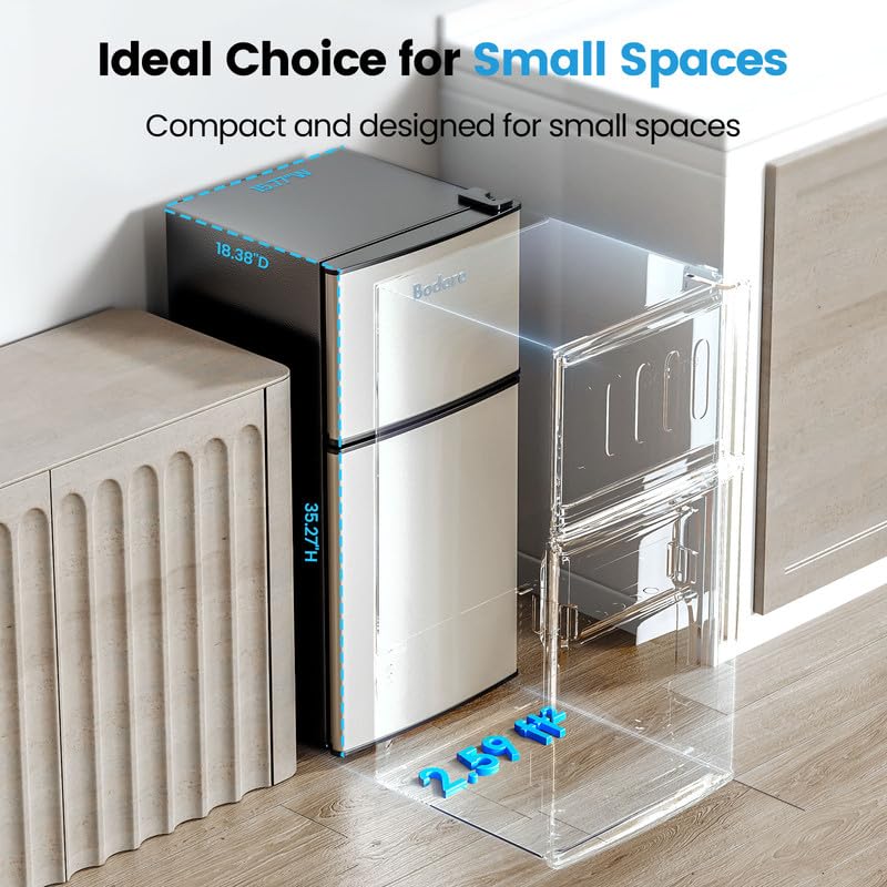 Mini Fridge with Freezer Quite: 3.2 Cu.Ft Mini Refrigerator with 2 Doors - Compact Small Refrigerator - for Bedroom Dorm Office Apartment
