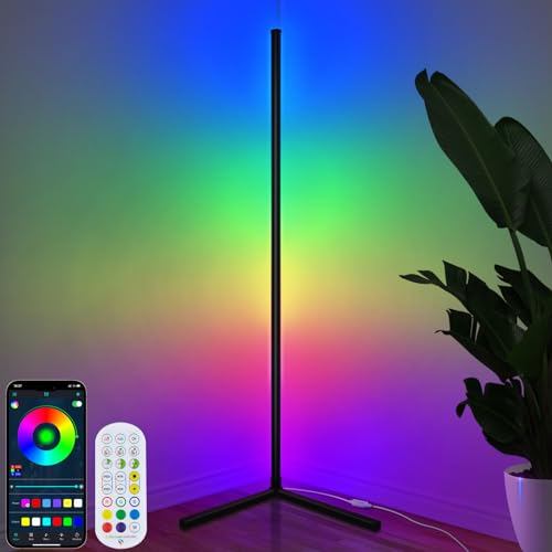 Led Floor Lamp, 65" Smart RGB Lights Corner Lamp with 16 Million Colors Changing & 234+ Scene, Music Sync, Timer, Mood Ambient Lighting with Remote & App Control for Living Room Bedroom Gaming Room