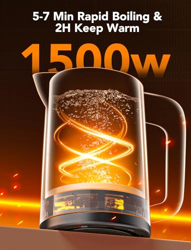 GoveeLife Smart Electric Kettle Temperature Control 1.7L, WiFi Electric Tea Kettle with LED Indicator Lights, 1500W Rapid Boil, 2H Keep Warm, BPA Free, 4 Presets Hot Water Boiler for Tea, Coffee